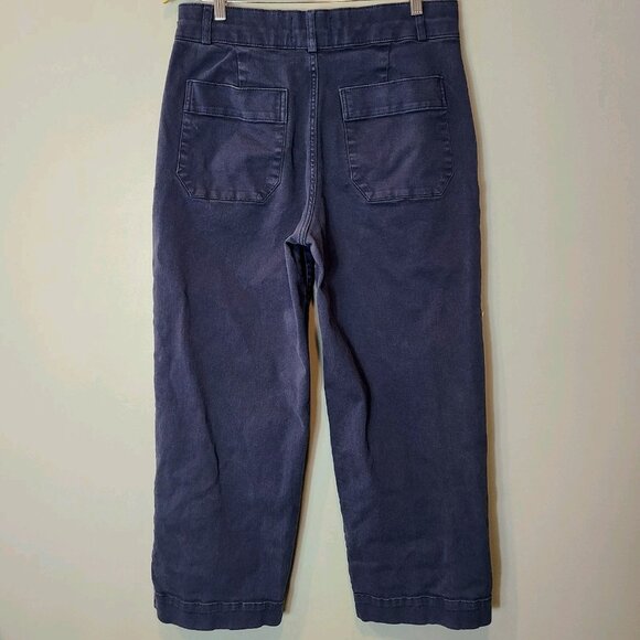 Everlane Womens The Organic Wide-Leg Pants Twill High Rise Stretch Blue Size 14 - Picture 5 of 9